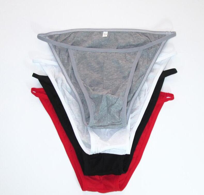 

Wholesale Fine Men's G-Strings Bikini Fashional Panties Front Pouch Fine Cotton Jersey Cotton Soft Comfort mens underwear 3pieces/lot, Black