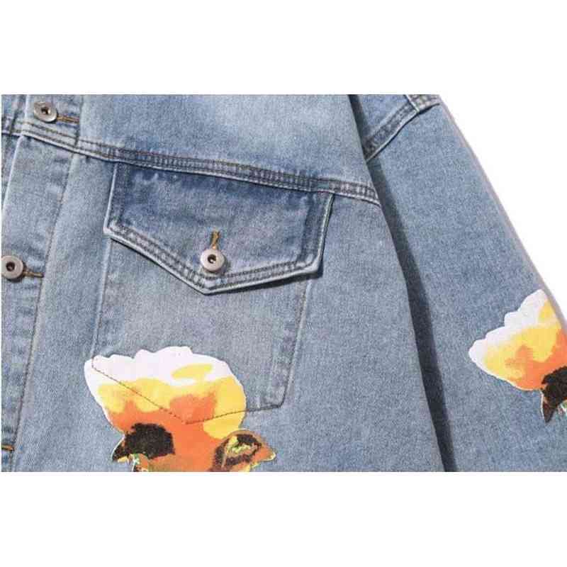 KIOVNO Hip Hop Men Flower Printed Denim Jackets Coats Fashion Loose Casual Jeans Jackets Outwear For Male Size S-2XL Streetwear (6)