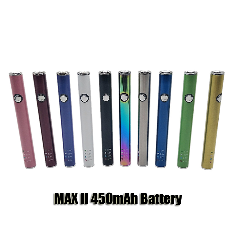 

MAX II 2 Battery 450mAh Variable Voltage Vape Pen Bottom USB Charging Kit For 510 Thread Thick Oil Cartridge Carts