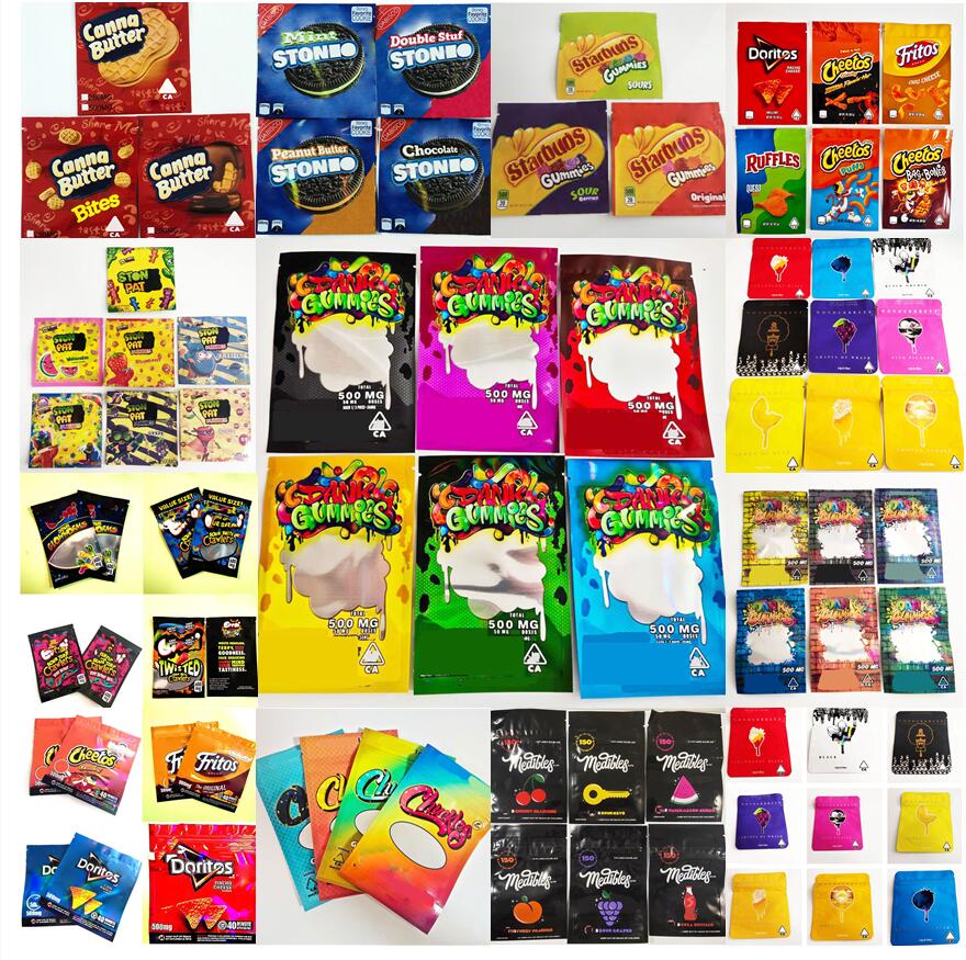 

EMPTY Edibles 500mg zip lock plastic Packaging bags Infused Gummy Worms Candy packing bag edible package for Tobacco Resellable