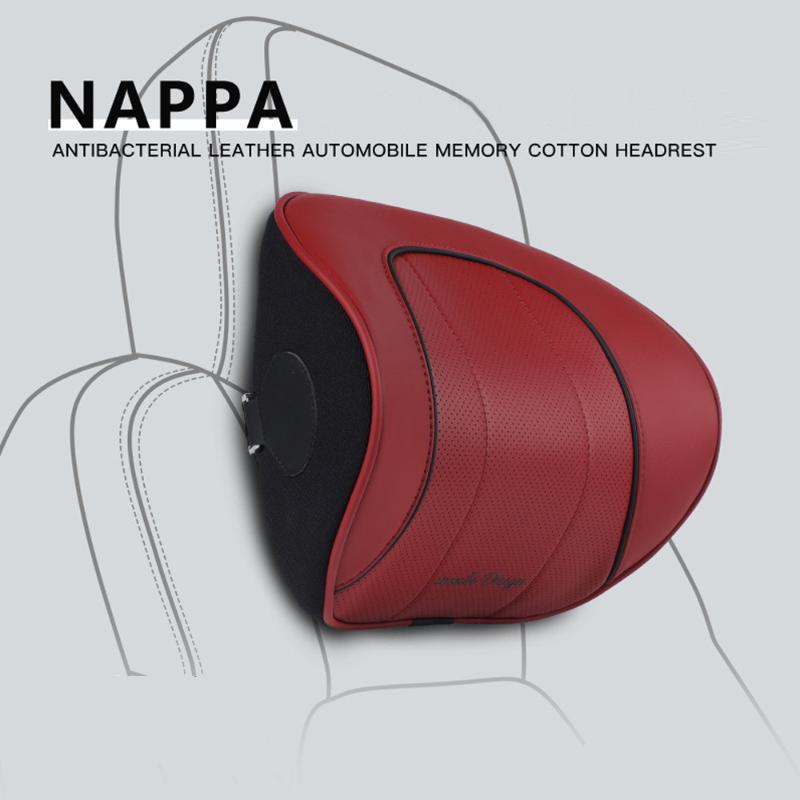 

Seat Cushions Car Lumbar Pillow Memory Foam Cervical Spine General High-end NAPPA Antibacterial Leather Neck Cushion