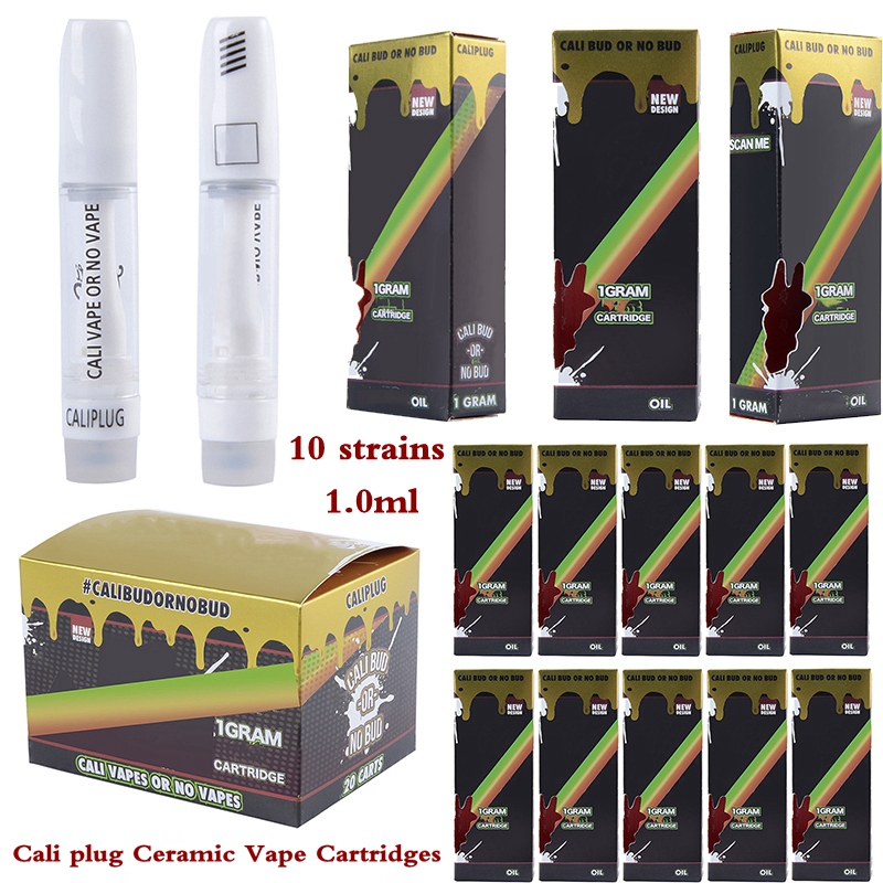 

Cali plug Vape Cartridges Packaging Atomizers 1ml Ceramic Thick Oil Dab Pen Wax Vaporizer Carts E Cigarettes 510 Thread Empty
