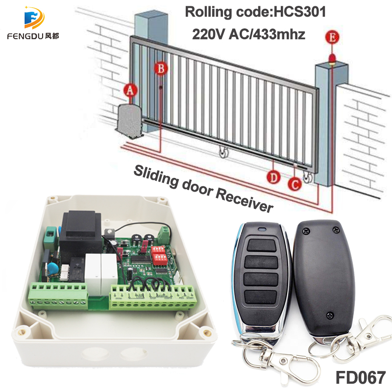 

2 Channel 433.92Mhz 220V AC Professional Sliding Door Controller Receiver Rolling code Remote control