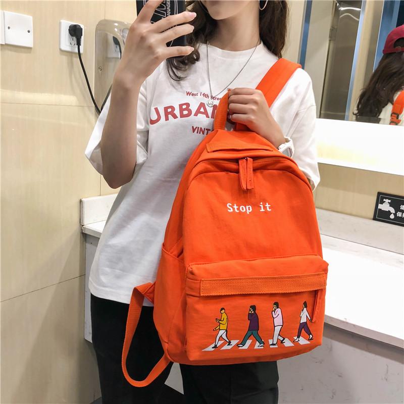

Backpack Fashion Women Cartoon Figure Printed Student School Bag Big Capacity Canvas For Teen Girl Casual Shoulder Bags, Red