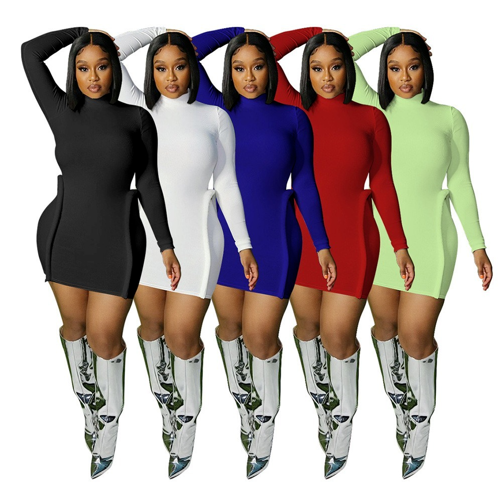 

Sexy Long Sleeve Bright Line Decoretion Dress Women Y2K Autumn Fall Clothing Streetwear Solid Night Clubwear Birthday Vestidos, Blue