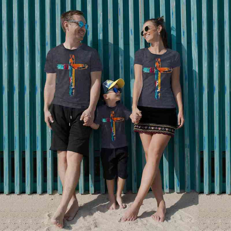 

Digital original 3D printed T-shirt with cross pattern, unique and fashionable, beautiful, breathable and comfortable for family short sleeves, Blue