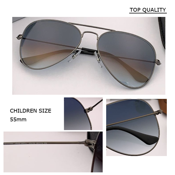 

2021 Stylish Fashion Pilot Style children size 55mm Glass Lens Sunglasses Vintage Classic Brand Design Sun Glasses 55mm 58mm 62mm Oculos