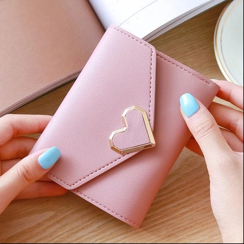 

retro sweet style wallet heart buckle short purse money clip pocket students women for, Red;black