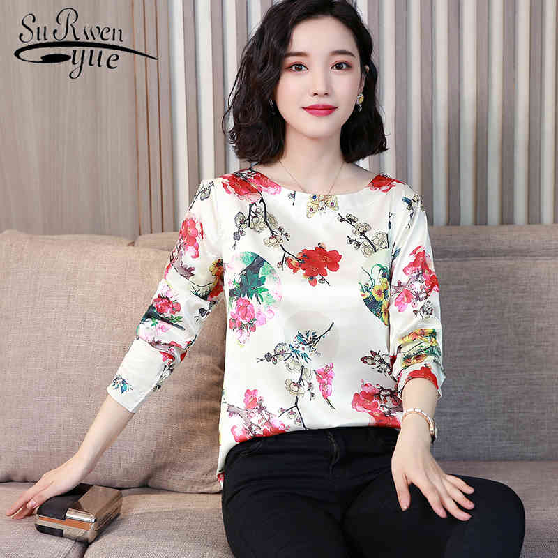 

fashion woman blouses long sleeves female tops shirt floral print blouse women's causal plus size feminina blusas 1073 40 210521, White