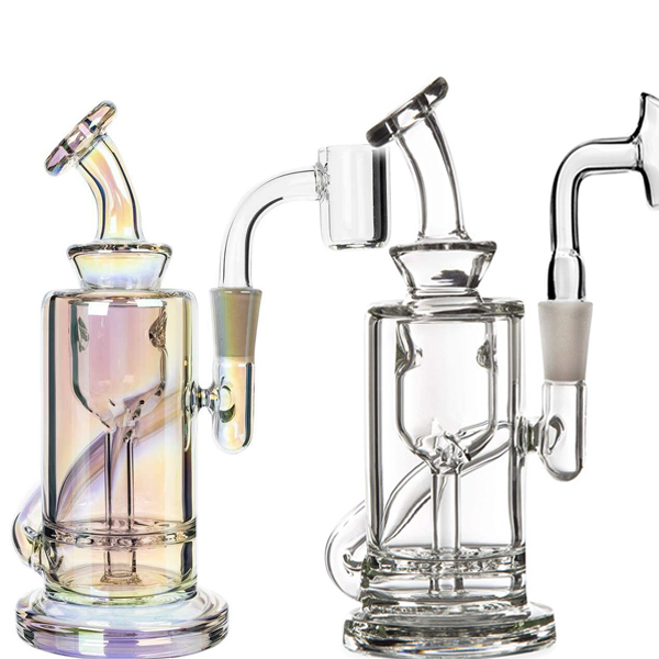 hookahs 6.3"tall Beaker Bongs Diffused Downstem Glass Dab Rigs Decorative Marble Water Pipe oil burner-image-254328852