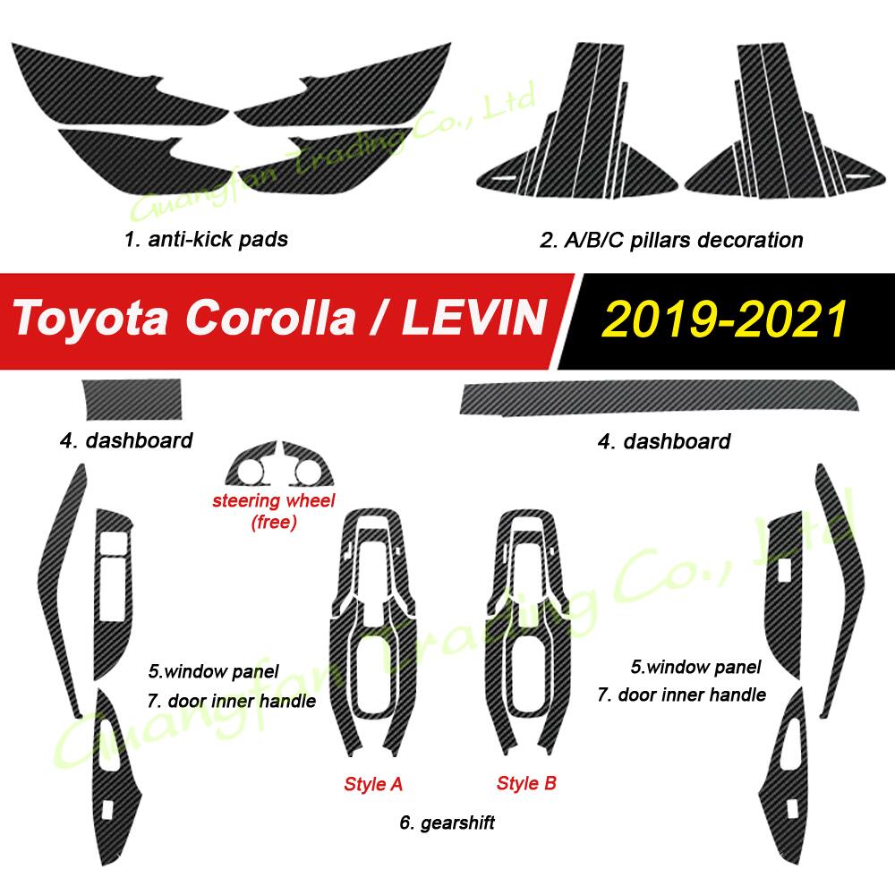 

For Toyota Corolla 2019-2021 Interior Central Control Panel Door Handle 3D/5D Carbon Fiber Stickers Decals Car styling Accessorie, Style a---rhd