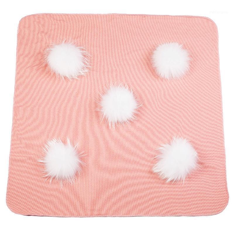 

Berets Lovely Baby Flocky Ball Swaddles Sleeping Wrap Winter Warm Bedding Blanket With 13cm Real Fur Pompom For Kid Blankets, Khaki