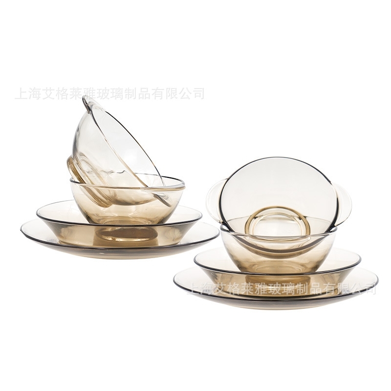 

Corning tableware transparent bowl corningware 8-piece set of household tempered glass