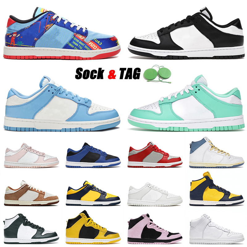 

Top Quality 2021 Running Sports Shoes SB Dunk High Black White Green Glow Coast Michigan Pure Platinum Dunks Low Trainers Skate Sneakers 36-46