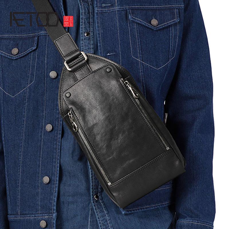 

Waist Bags AETOO Men's Chest Bag, Leather Fashion 1-shoulder Slant Sports Bag