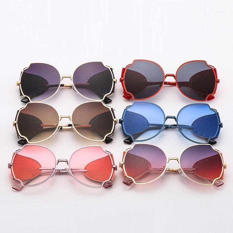 

Sunglasses Unique Luxury Gradient Women Men Brand Leather Trendy Round Sun Glasses Steampunk Driving Goggles Vintage UV4001