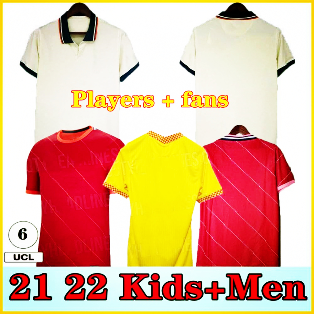 

21 22 Fans Players Version Konate M.Salah Virgil Firmino Soccer Jersey Mailner Wijnaldum A.Becker Alexander Arnold Diogo J. Goalkeeper Shirt Men + Kids, 21/22 home