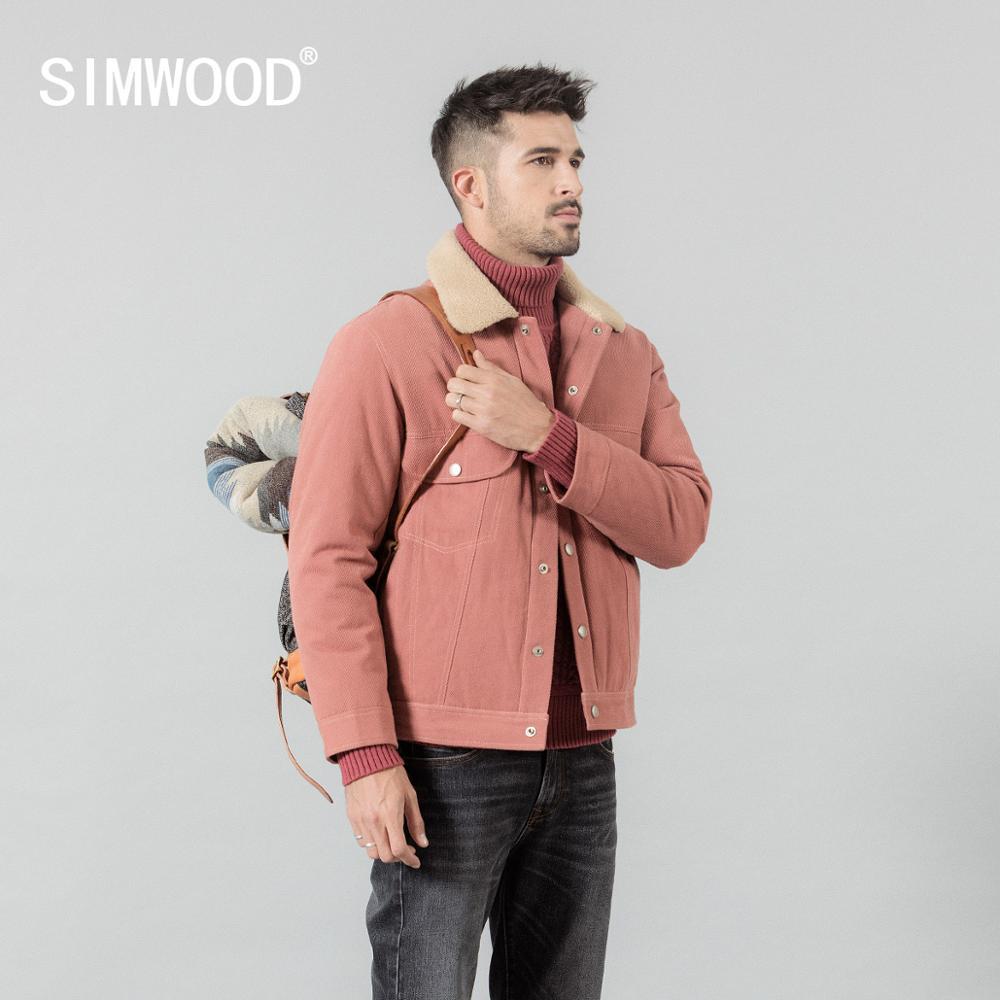 

SIMWOOD winter Shearling Trucker Jacket men 90% white duck down coats bomber warm outerwear plus size clothes SI980621 210506, Coffee