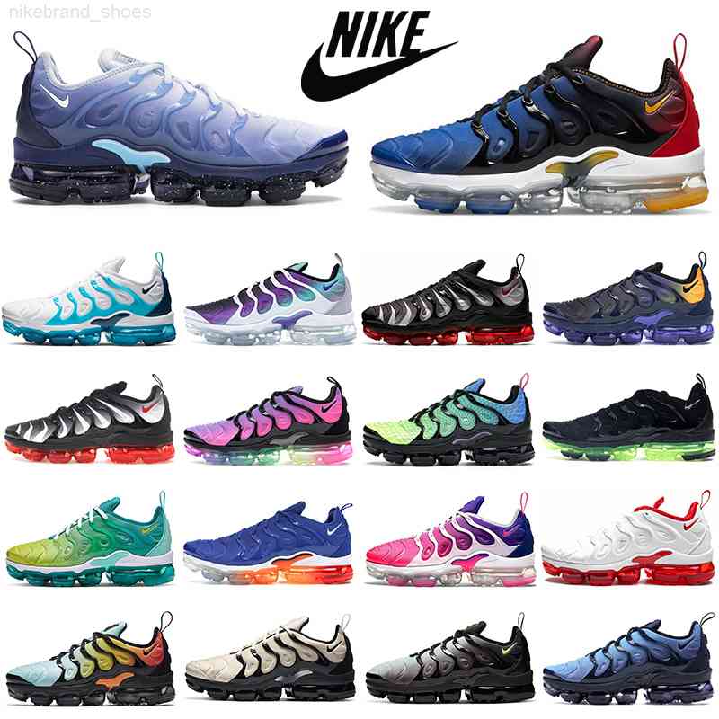 

nike air vapormax size US 13 max tn plus running shoes for men women Fresh Triple Black Gold White #12 Atlanta Ice Blue Lemon Lime Bred mens trainers sports, Racer blue