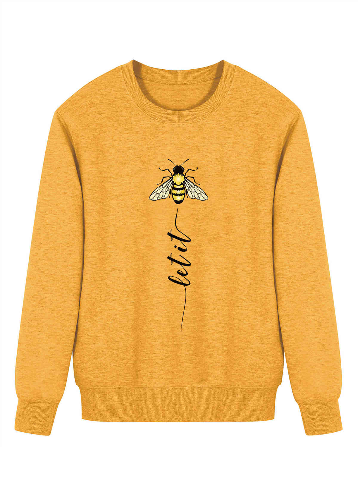 

Large Sweater Let It Bee Long Tail Color Print, Blue white