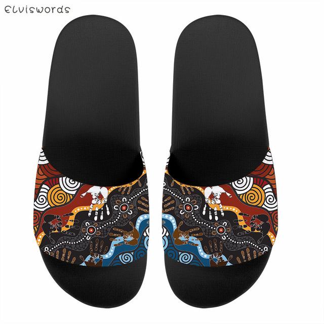 

African Tribe Pattern Comfortable Women Sandals House Summer Soft Casual Ladies Slides Non-slip Girls Flip Flops Slippers, Black