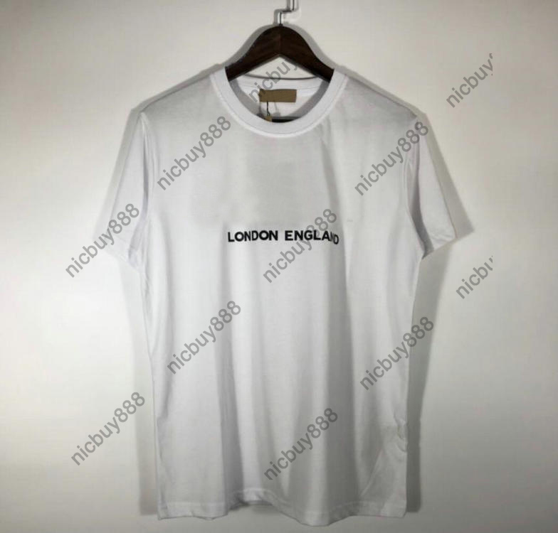 

Designers LONDON ENGLAND men classic letter print T Shirts Paris Fashion T-shirt Top Quality Street Bold font Short Sleeve luxurys Tshirts, White;black