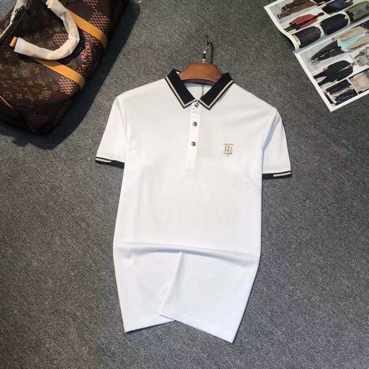 

Men's T-Shirt European American fashion brand quality Polo embroidered short sleeved casual and business lapel shirt summer top, White;black