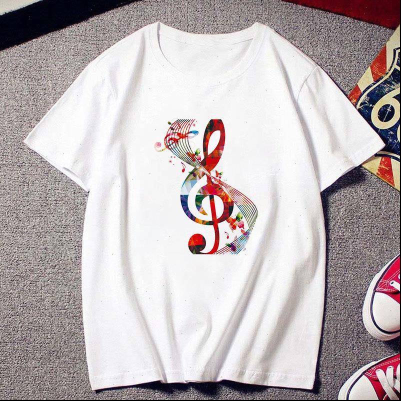 

Womens Tops white creative musical note T shirt fashion printing Harajuku graphic casual top short sleeved female