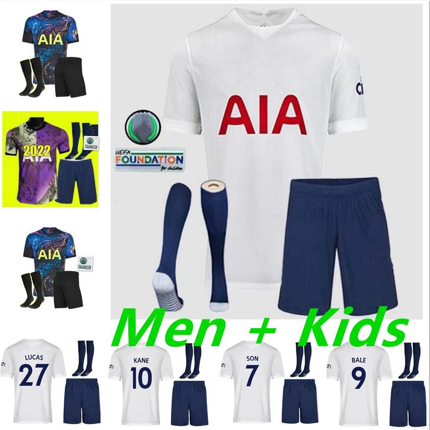

adult kits 21 22 DELE SON TOTTENHAM BALE KANE soccer jersey HOJBJERG BERGWIJN LO CELSO SPURS 2021 2022 LUCAS football shirts uniforms men + kids kit socks away, Third 2