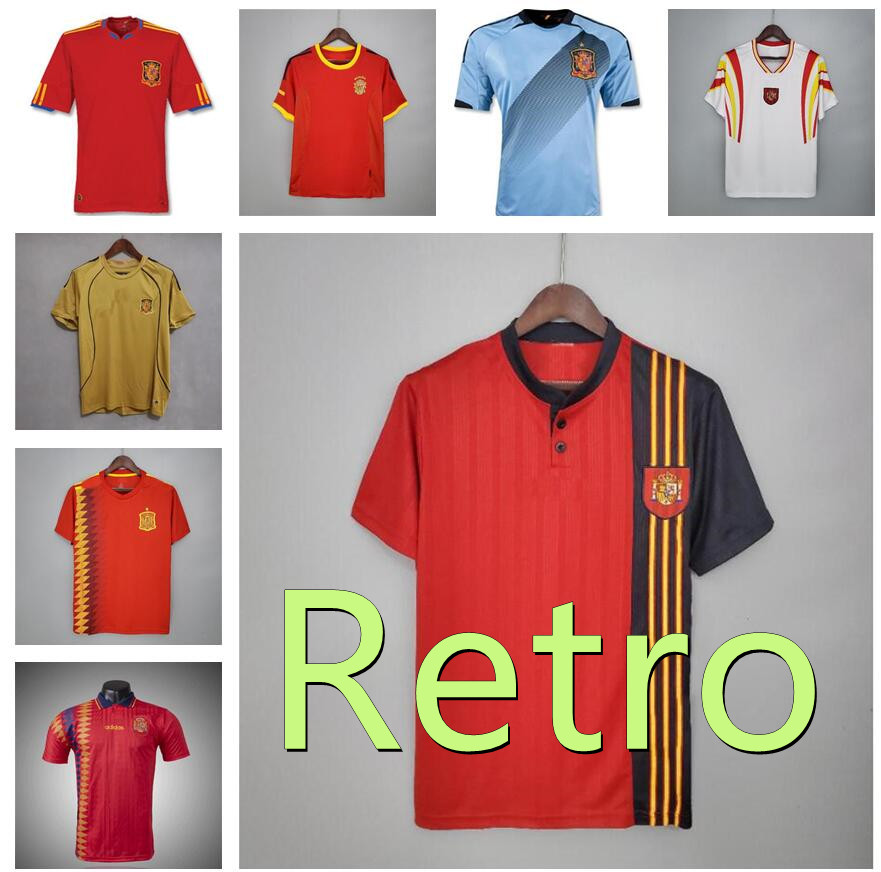 

retro 2008 2012 1996 1994 final 2010 Spain Soccer Jerseys RAUL A.INIESTA PIQUE XAVI TORRES David Villa camiseta Football shirt, 2021 away