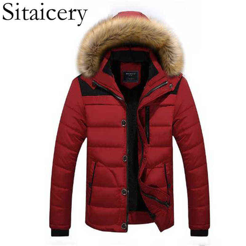 

Sitaicery Thick Winter Jackets Men's Coats Male Parkas Casual Thick Outwear Hooded Fleece Jackets Warm Overcoats Mens Clothing Y1103, Navy blue