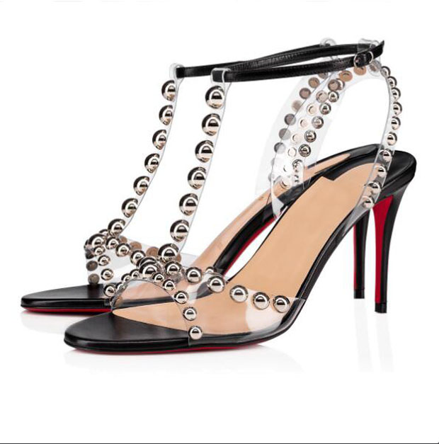 

Fashion Summer Red Bottoms women's sandal Corinetta Bauble-Trimmed PVC Straps Women High Heels Elegant Ladies Gladiator Sandals EU 34-43