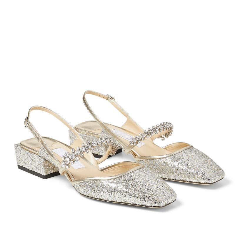 

Fashion Designer Jill Slingback Sandals Square Toe Women's Pumps with Crystal Embellishment Block Heels Weedding Party Bridal Shoes Box,eu35-43