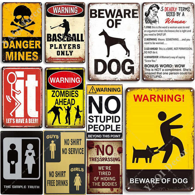 

Warning Vintage Metal Tin s Shop Prompt Decorative Signboard Retro Plaque Nostalgia Plate for Gifta