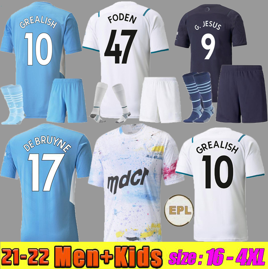 

Size S-4XL 2021 ManCHEster soccer jerseys 21 22 G. JESUS CITY STERLING DE BRUYNE FODEN Grealish Home away third football shirts MAN uniform Men kids kit, Ivory
