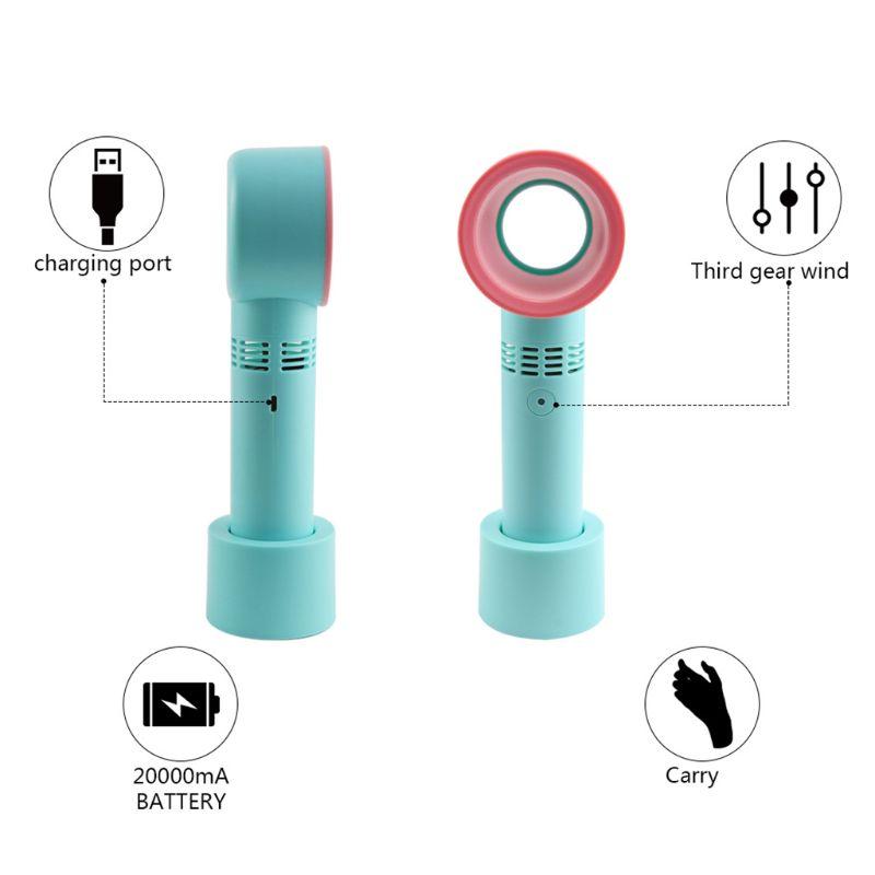 

Portable Bladeless Fan Handheld Mini Cooler No Leaf Handy USB Rechargeable A0NC Electric Fans