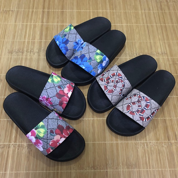 

Men Women Sandals Designer Shoes Luxury Slippers Slide Summer Fashion Wide Flat Slippery With Thick Slipper Flip Flops size 36-45, Flower box