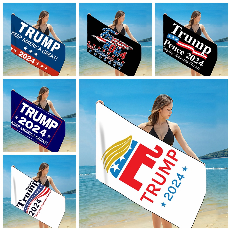 

Quick Dry Fabric Bath Beach Towels President Trump Towel 2024 US Flags Printing Mat Sand Blankets for Travel Shower Swimming WLL1275