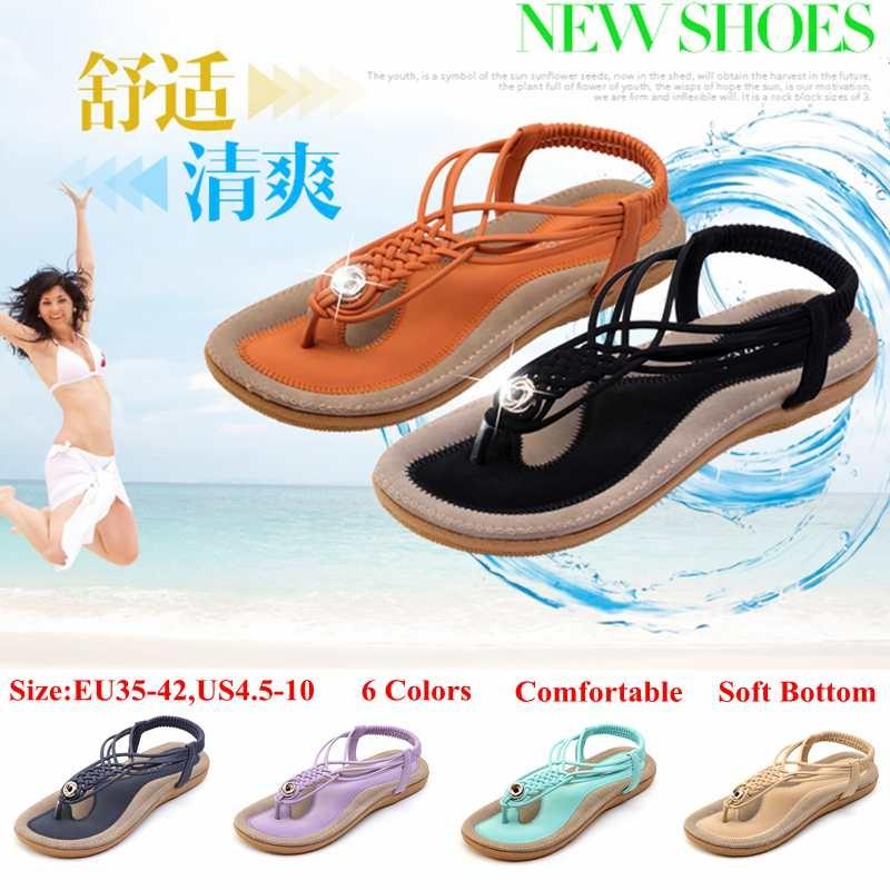 

Plus Size Fashion Summer Women Sandals Flat Flip Flop Casual Single Shoes Soft Slippers, Black
