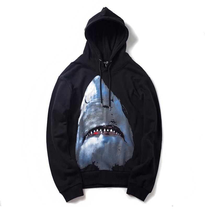 Men's Hoodies & Sweatshirts fashions of cartoon shark printed nightgowns casual clothing harajuku men's hip hop attire outerwear pullover