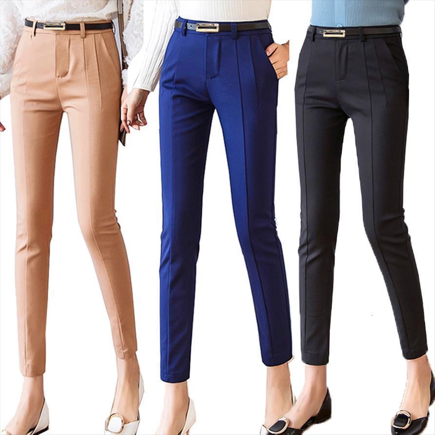 

trousers ankle length leggings pantalon womens capri femme workwear slim high waist elastic casual woman pants, Black;white
