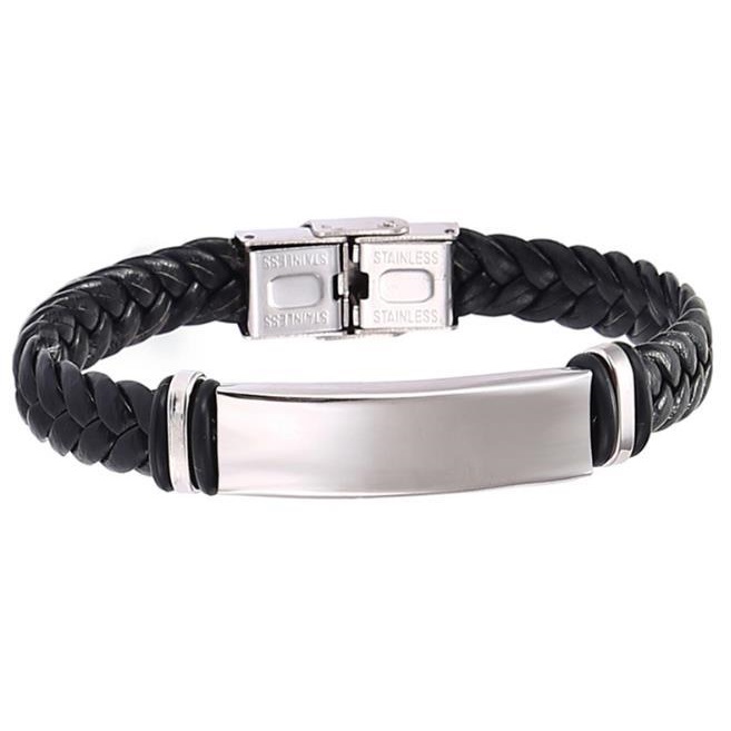 

Fashion Handmade Braided Leather Cuff Bracelet Wholesale Price Personal Stainless Steel Bracelets Men Jewelry