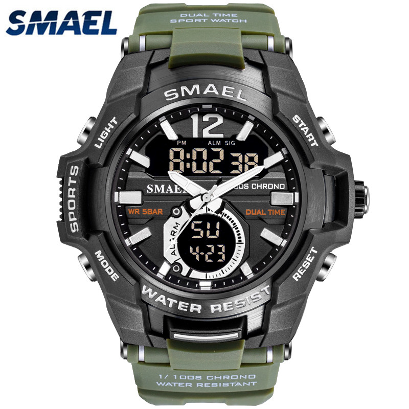 

SMAEL Relogio Masculino Casual Quartz Watch Men Outdoor Sport Military Wristwatch Waterproof Multifunction Digital Watches Meng, Black rosegold