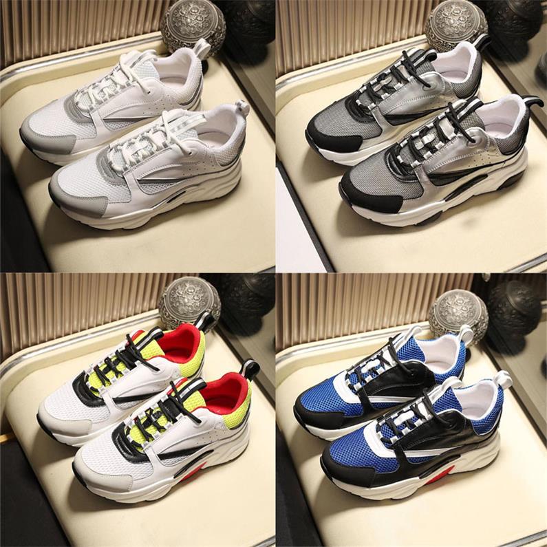 

Designer Sneakers B22 Casual Shoes Men Women Technology Knitted Canvas Calfskin Sneaker Low Cut Platform Shoe Leather Lace Up White Trainers With Box, Color16