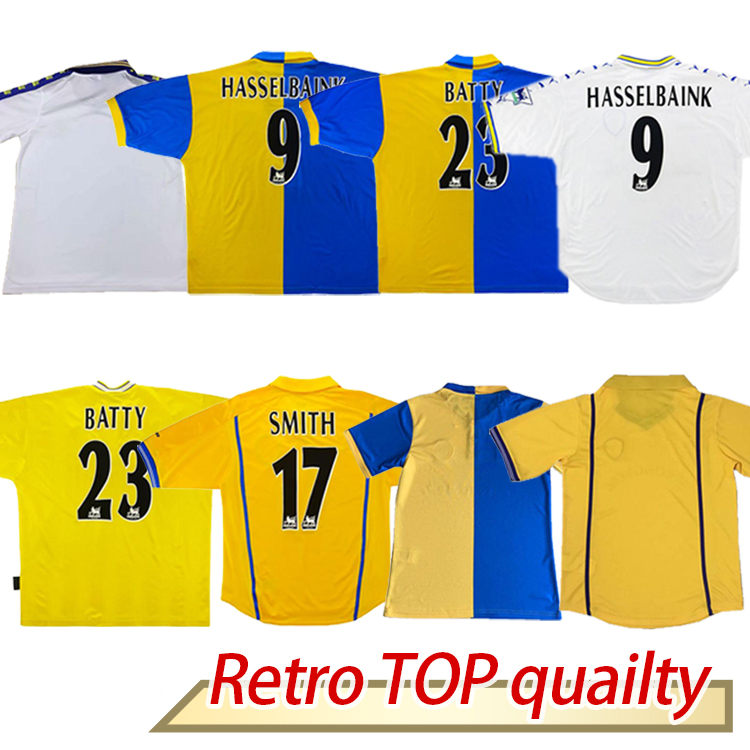 

2000 01 Retro LEEDS HASSELBAINK Soccer Jersey 1977 78 96 97 98 99 SMITH KEWELL HOPKIN Classic ancient Football shirt, Black;yellow