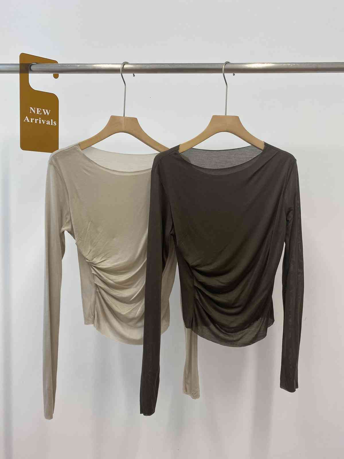 T-shirt Femme Super Tencel Soft plissé Blouse sexy Haut au début de l'automne 2021