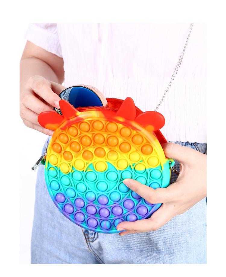 Fidget Decompression Toys Sensory Fashion Makeup coin purse Push Bubble Rainbow Macaroon Anti Stress Educational Children And Adults Toy Girl gifts FY2870