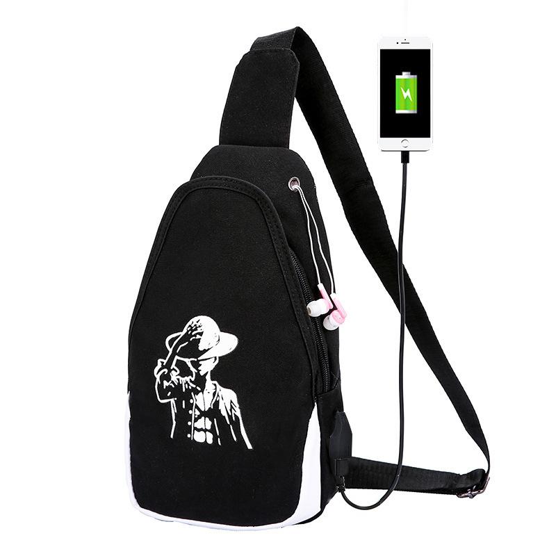 

Waist Bags Waterproof Leisure USB Chest Bag Men's One Shoulder Messenger Oxford Cloth Sports Splicing