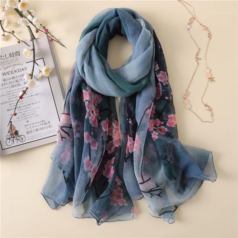 

Scarves Chinese Style Classic Silk 2021 Spring Summer Autumn And Winter Women Foulard Beautiful Scarf Lady Fashion Beach Print Shawl