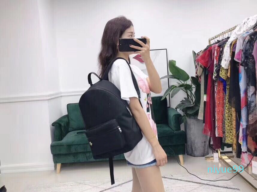 

unisex backpack high-end custom quality designer backpack fashion trend street style letters pattern floral decoration, White on black